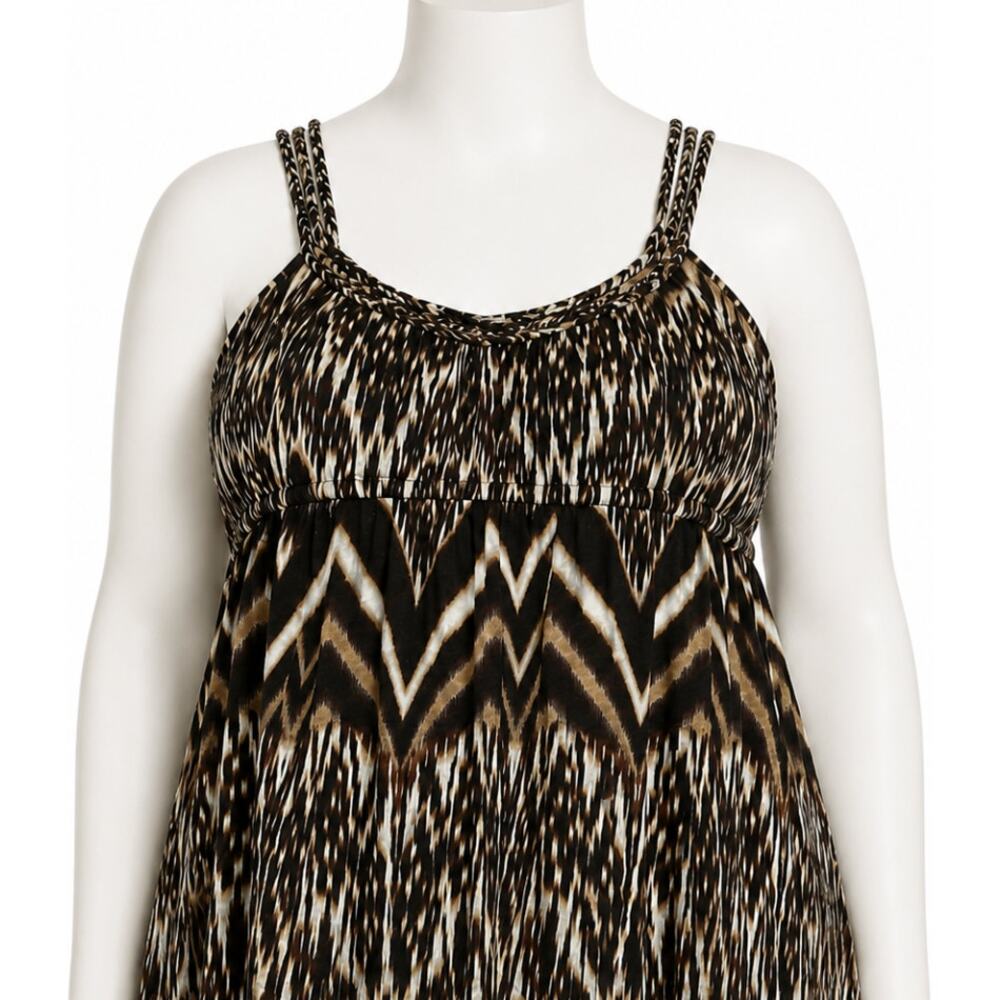 A New Approach Tank Top XL Petite Brown All Over Print 100% Cotton Indie Sleaze